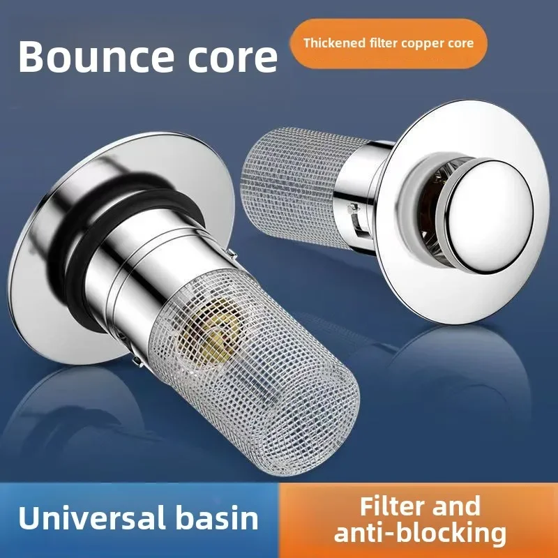 Stainless Steel Floor Drain Filter Washbasin Plug Anti Odor Pop-Up Bounce Core Basin Stopper Hair Catcher Shower Sink Strainer