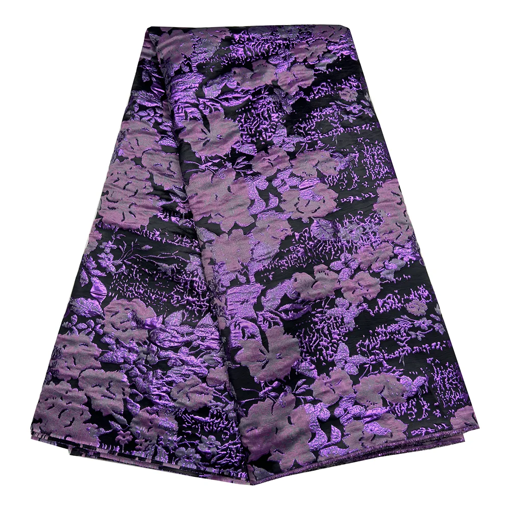 African Jacquard Nigerian Brocade Lace Fabric Sewing Party Dresses For Women High Quality French Gilded Brocade Lace 5 yards