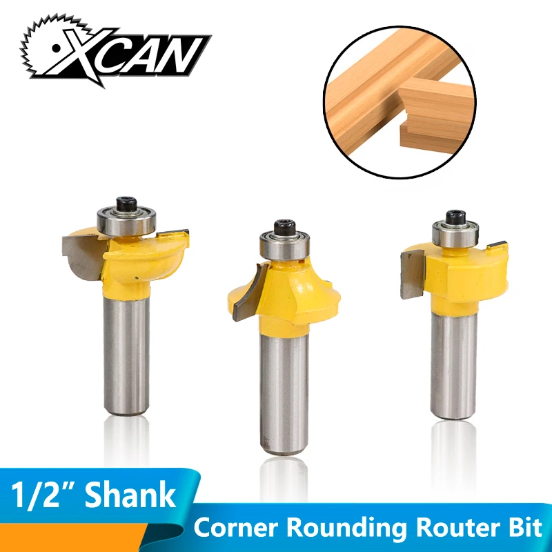 XCAN, 3 шт., набор бит для изготовления стеклянных дверей, хвостовик 1/2 дюйма, фрезы с круглыми бусинами, 2 канавки, концевая фреза для рамочной двери
