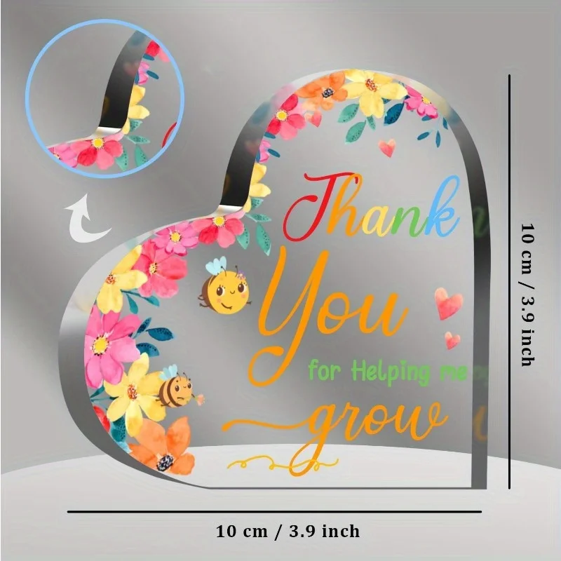 Thank You for Helping Me Grow Heart, Teacher & Women Appreciation Gift, Desk Decor