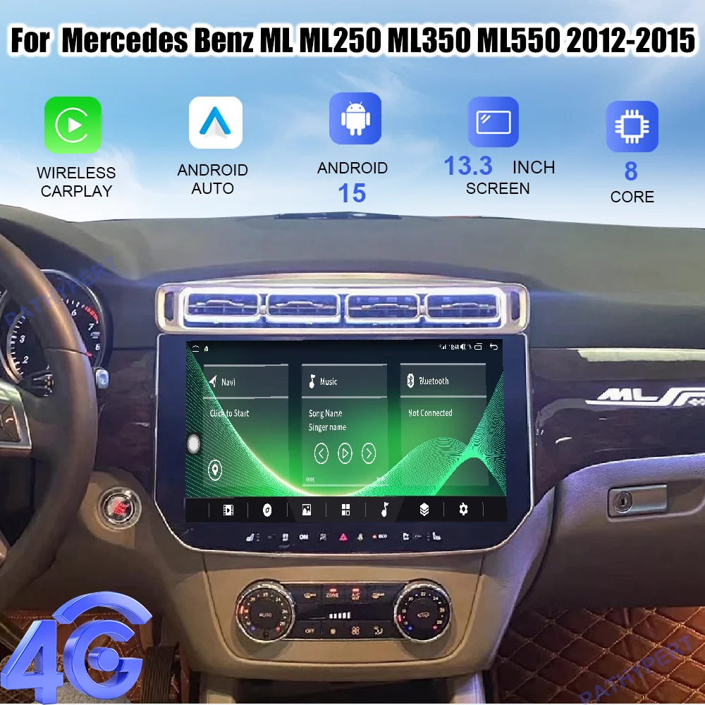 

13.3" Android 15 For Mercedes Benz ML ML250 ML350 ML550 2012-2015 Car Multimedia Player Radio Auto Screen Carplay GPS Navigation