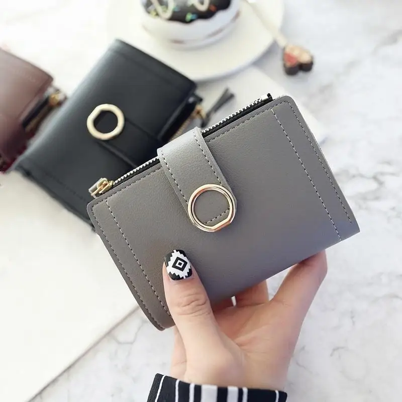 1Pc Ladies Small Wallet PU Leather Mini Purse Card Holder Money Clip Women Daily Cash Card Storage Bag Simple Design Women Bag