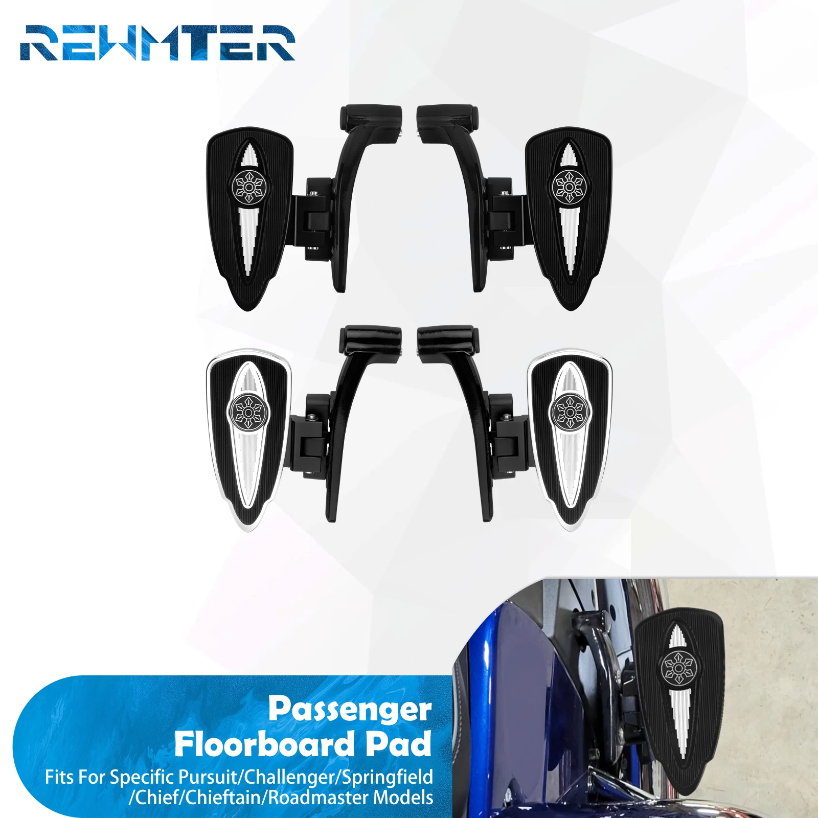 Motorcycle Passenger Floorboard With Mounts Footrest Footpegs Kit For Indian Challenger Springfield Chief Chieftain Roadmaster