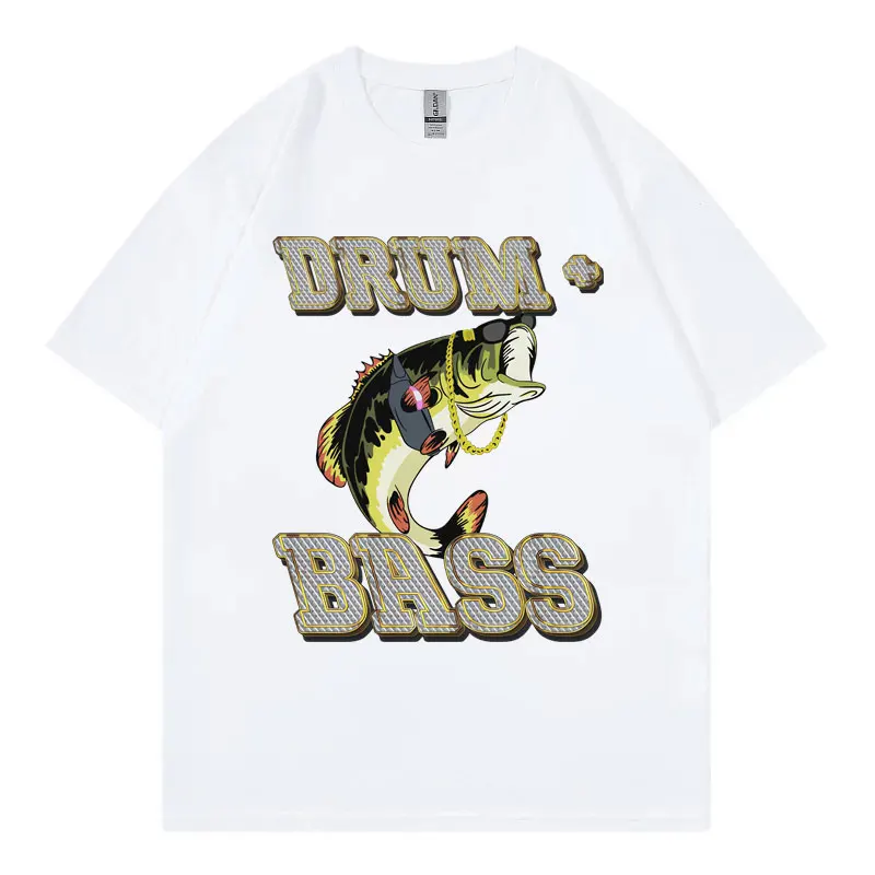 

Drum and Bass Funny Fish Meme Graphic T Shirts Men Women Fashion Retro Short Sleeve T-shirt Summer Casual 100% Cotton T-shirts