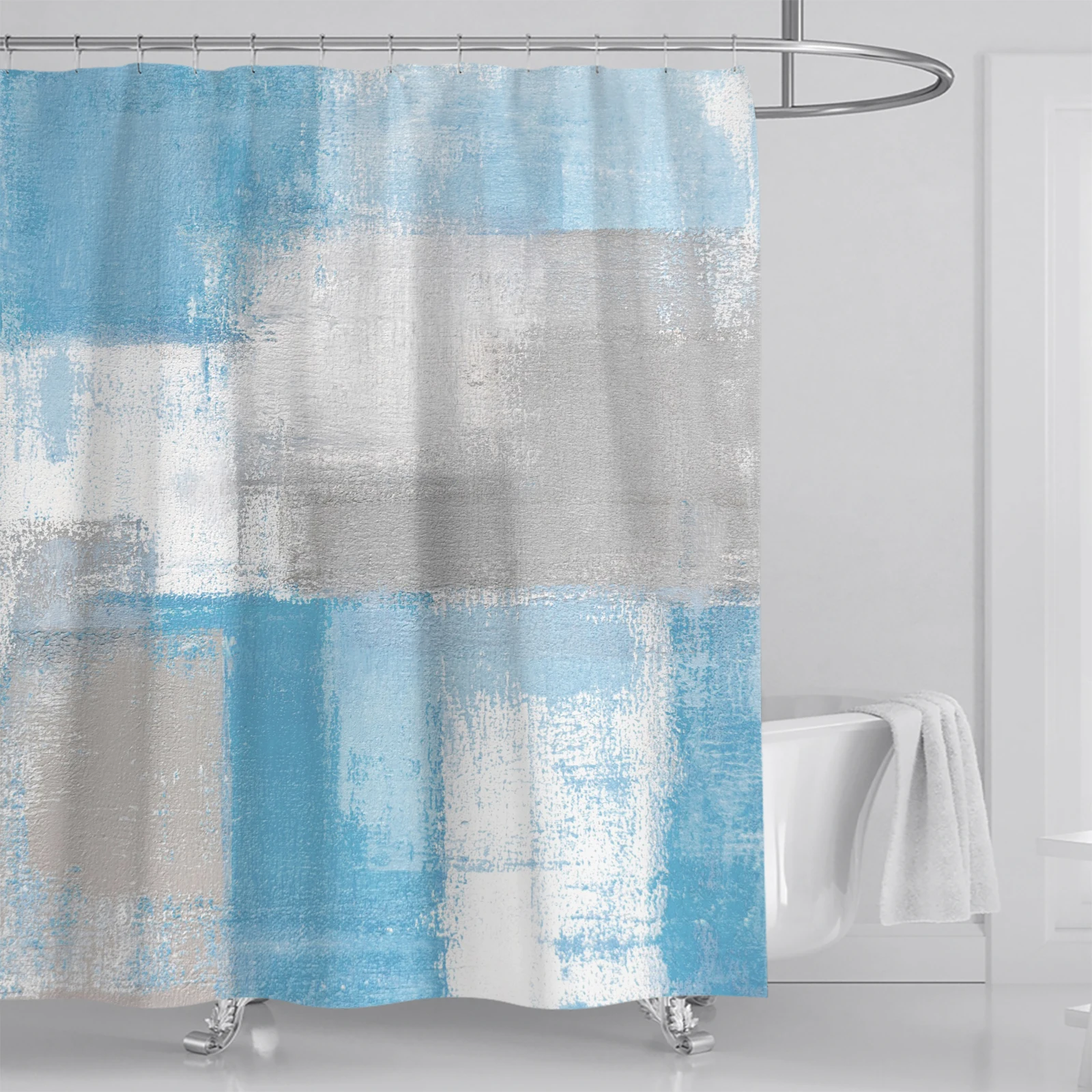 Abstract And Minimalist Bathroom Curtains Made Of Polyester Fabric, 180 * 180cm, With 12 Hooks