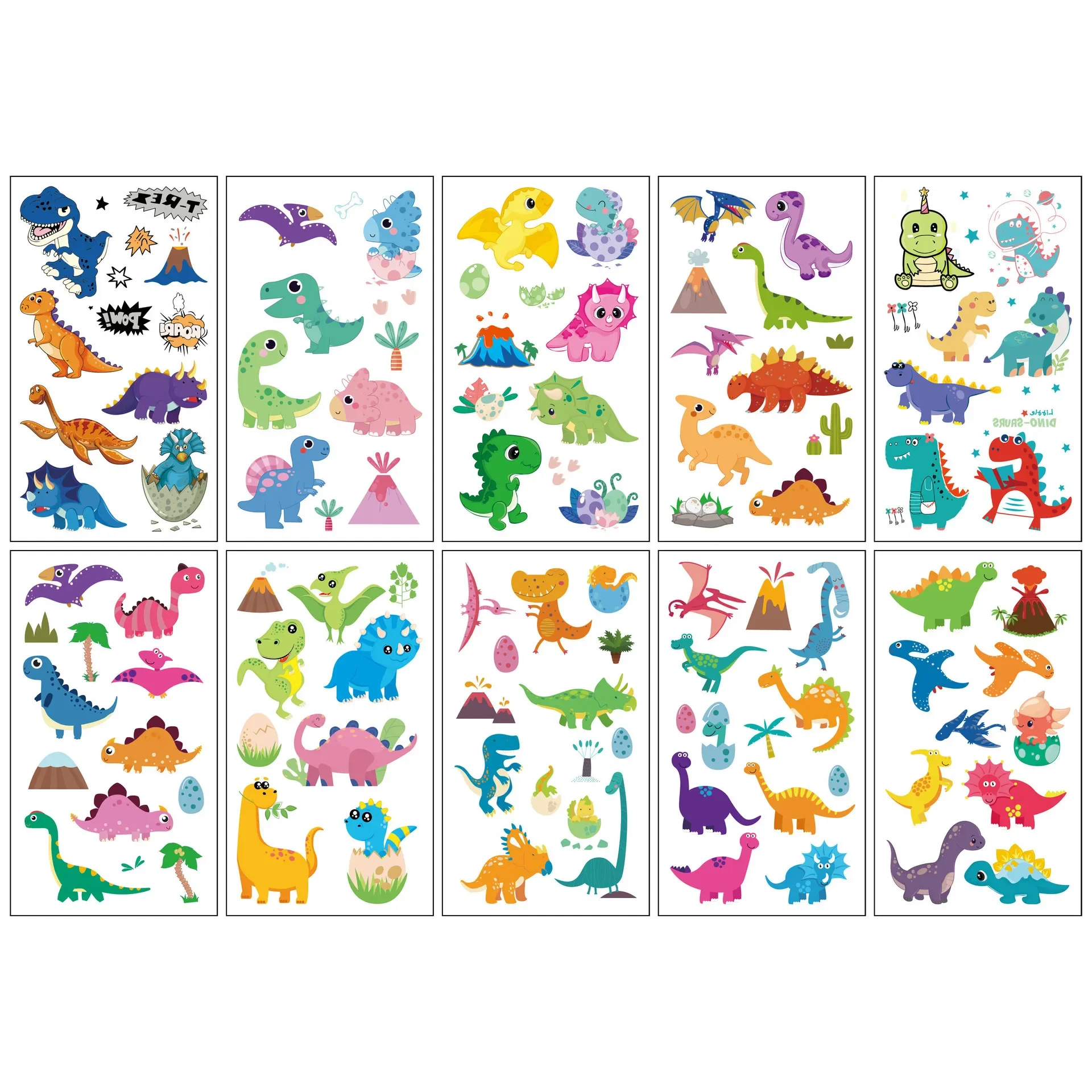 10pcs/lot Dinosaur Temporary Tattoos for Kids Children Boy Girls Cartoon Transfer Fake Tattoss Hands Wrist Birthday Party Supply