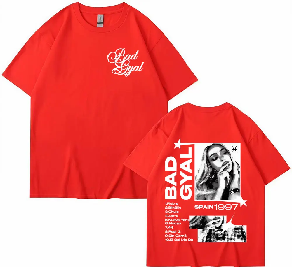 Cantor bad gyal álbum tour 2025 camisetas gráficas das mulheres dos homens do vintage hip hop clássico pop música camiseta de alta qualidade solta t camisa