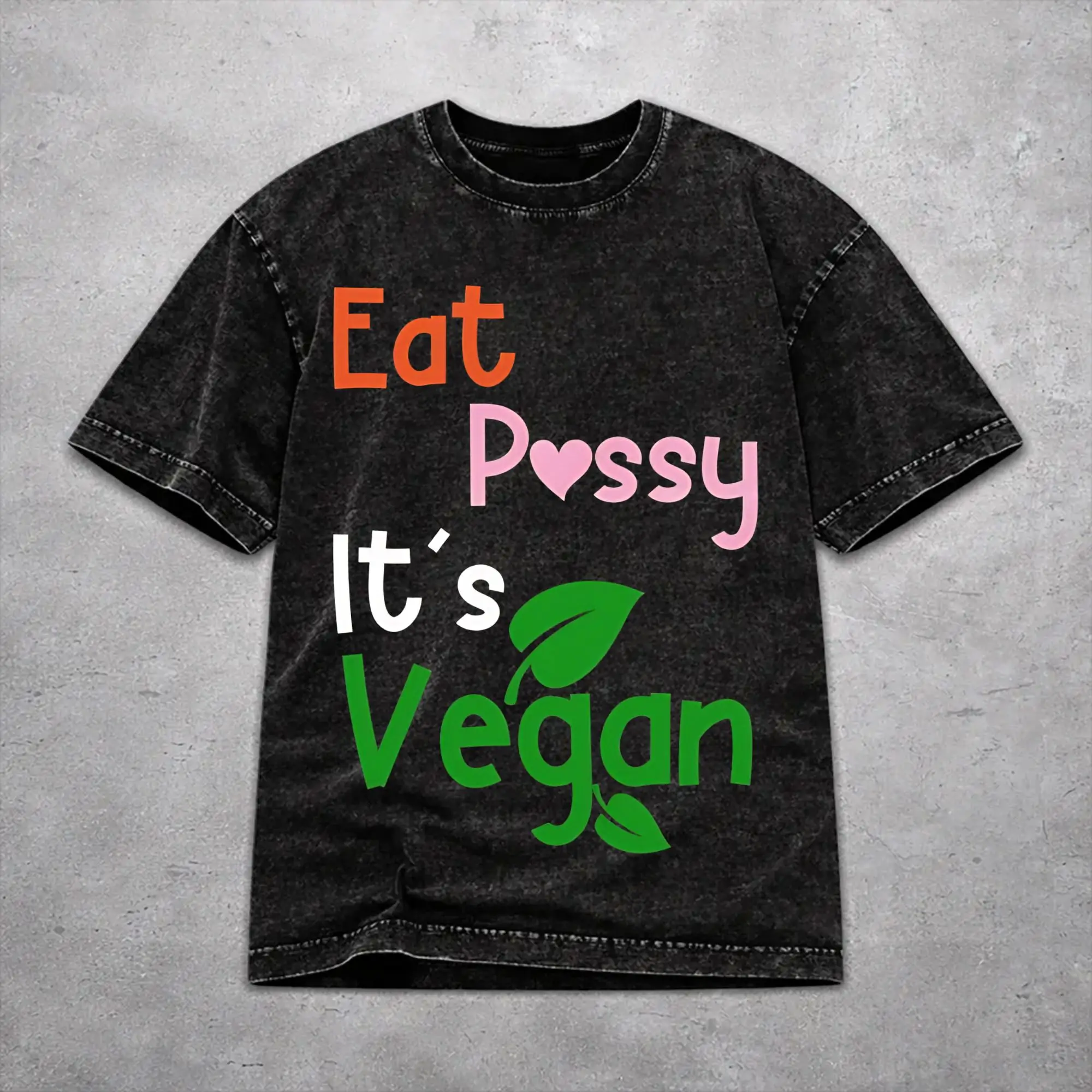 Women Men Eat Pssy Its Vegan T Shirt Graphic Printed Vintage Washed  Harajuku T-Shirts