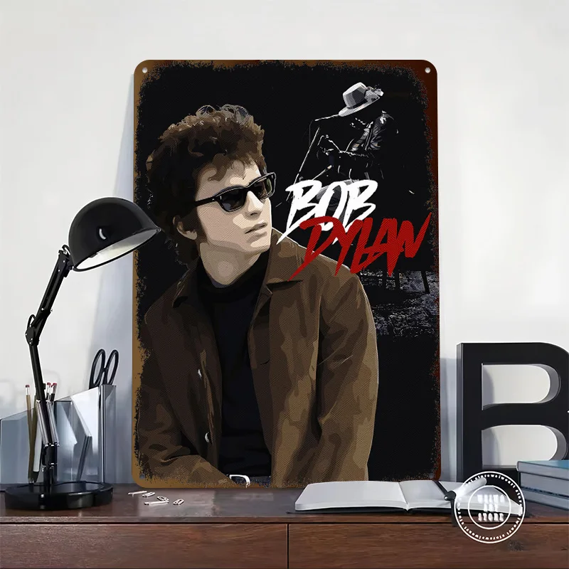 Bob Dylan Portrait Personalized 3D Textured Metal Poster Wall Art Tinplate Sign for Gaming Room Decoration Items Office Decor