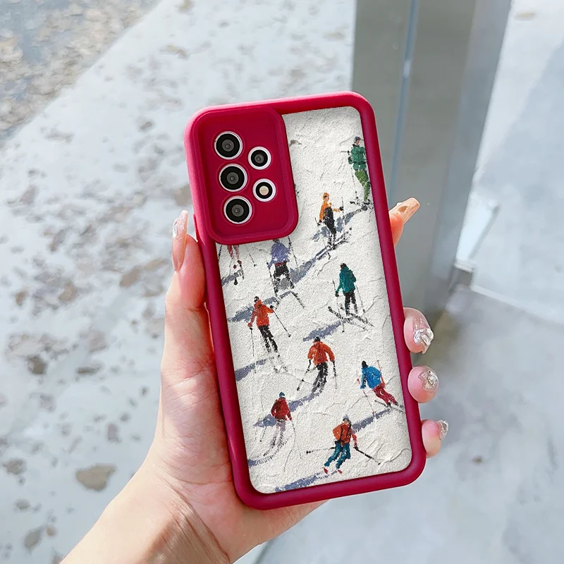 النفط اللوحة الفن الثلوج مشهد التزلج جراب هاتف ل ممن لهم رينو 13 F 12 11 10 برو زائد A98 A58 البحث X3 X5 X8 لايت غطاء ناعم كوكه