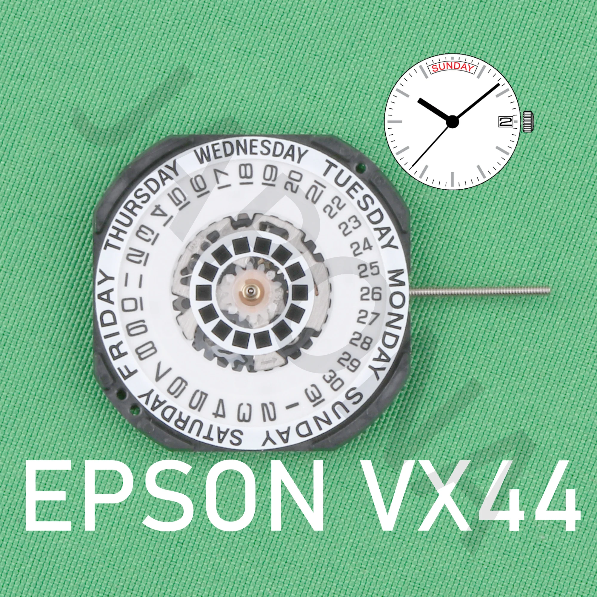 EPSON VX44 Standard movement with date Calendar display japan movement VX44E Three Hands Calendar Date DAY Metal quartz movement