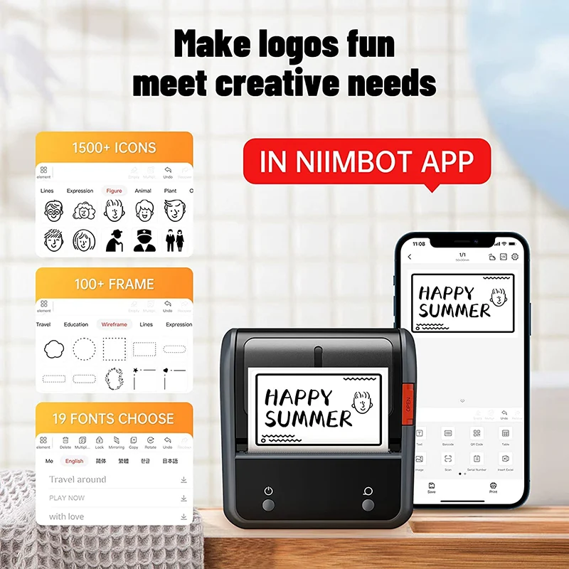 Niimbot B3S 80mm Portable Bluetooth Label Printer Pocket Thermal Label Maker for Cable Jewellery Price Card Support Smart Phone