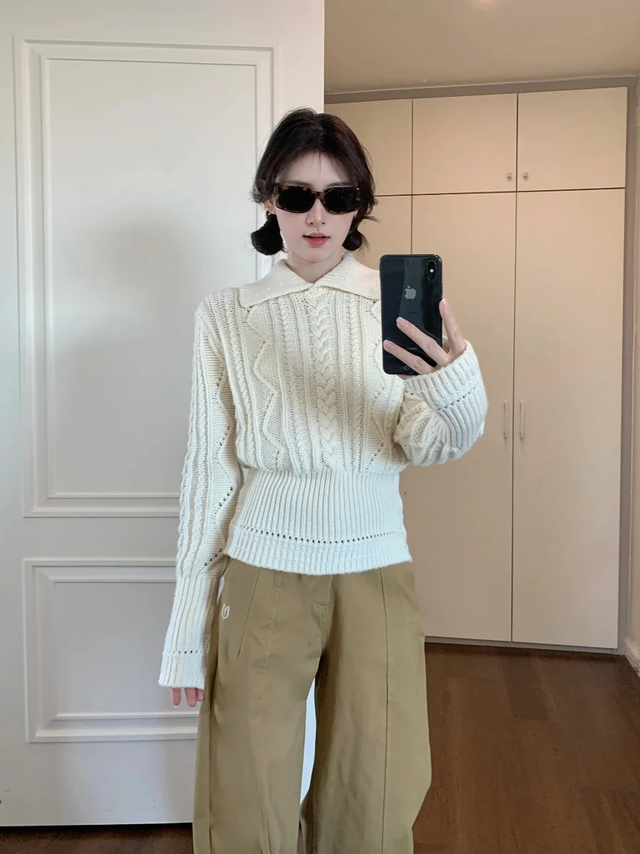 

Korean Style Thickened Knitted Sweater Women's Autumn Winter Design Sense Twist Thickened Slimming Overhead Inner Knitwear Top