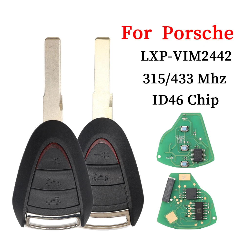 

Liberty Head Car Remote Key For Porsche Carrera Cayman 911 987 996 997 Boxster S 2S 4S Turbo Targa 315Mhz/433Mhz ID46 Chip