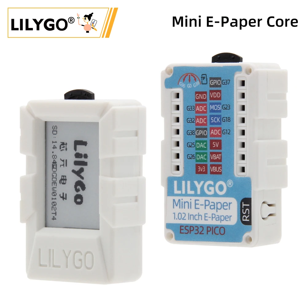 LILYGO® TTGO Mini E-Paper Core e-papierowy rdzeń ESP32 1.02 Cal wyświetlacz ESP32 PICO bezprzewodowa Wifi BLE płyta modułowa dewelopera TF z powłoką ABS