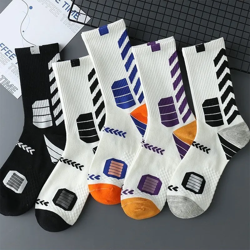 5 pares outono inverno meia basquete esportes simples alta superior meados tubo grosso moda ins cor sólida engraçado meia confortável