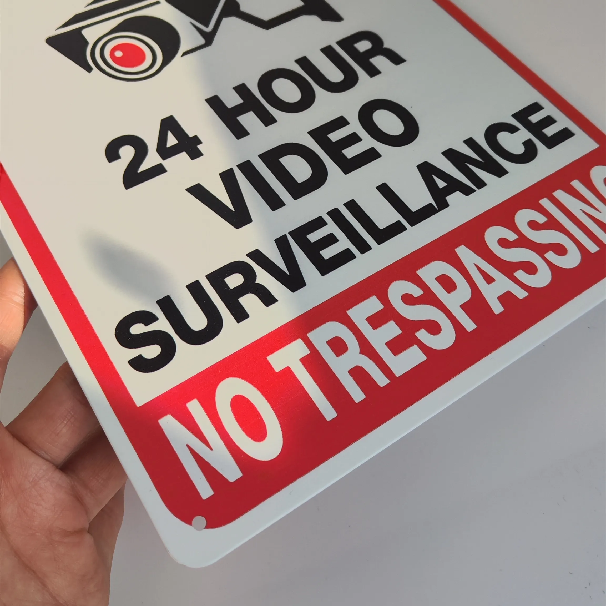 Video Surveillance Sign Warning No Trespassing Home Aluminum Alloy Camera Recording Video Surveillance Home Warning Sign