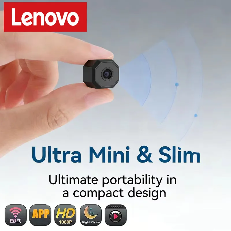 Lenovo Wireless Camera 4K Surveillance Security Mini Video Cam Night Vision Motion Detect Camcorder Mini Monitor Smart Home