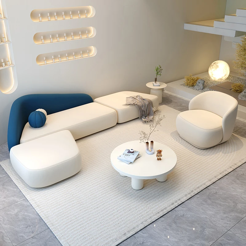 

White Lounge Living Room Sofas Love Seat Floor Modern Nordic Outdoor Sofa Minimalist Sectional Cute Muebles Trendy Furniture