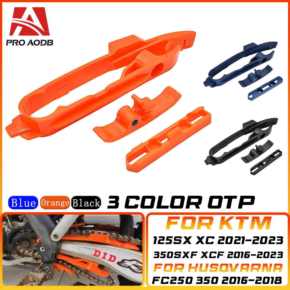 

Motorcycle Swingarm Chain Slider Kit+Chain Guide Brake Hose Clamp For KTM HUSQVARNA SXF EXC FX 125 150 200 250 300-450 2016-2023