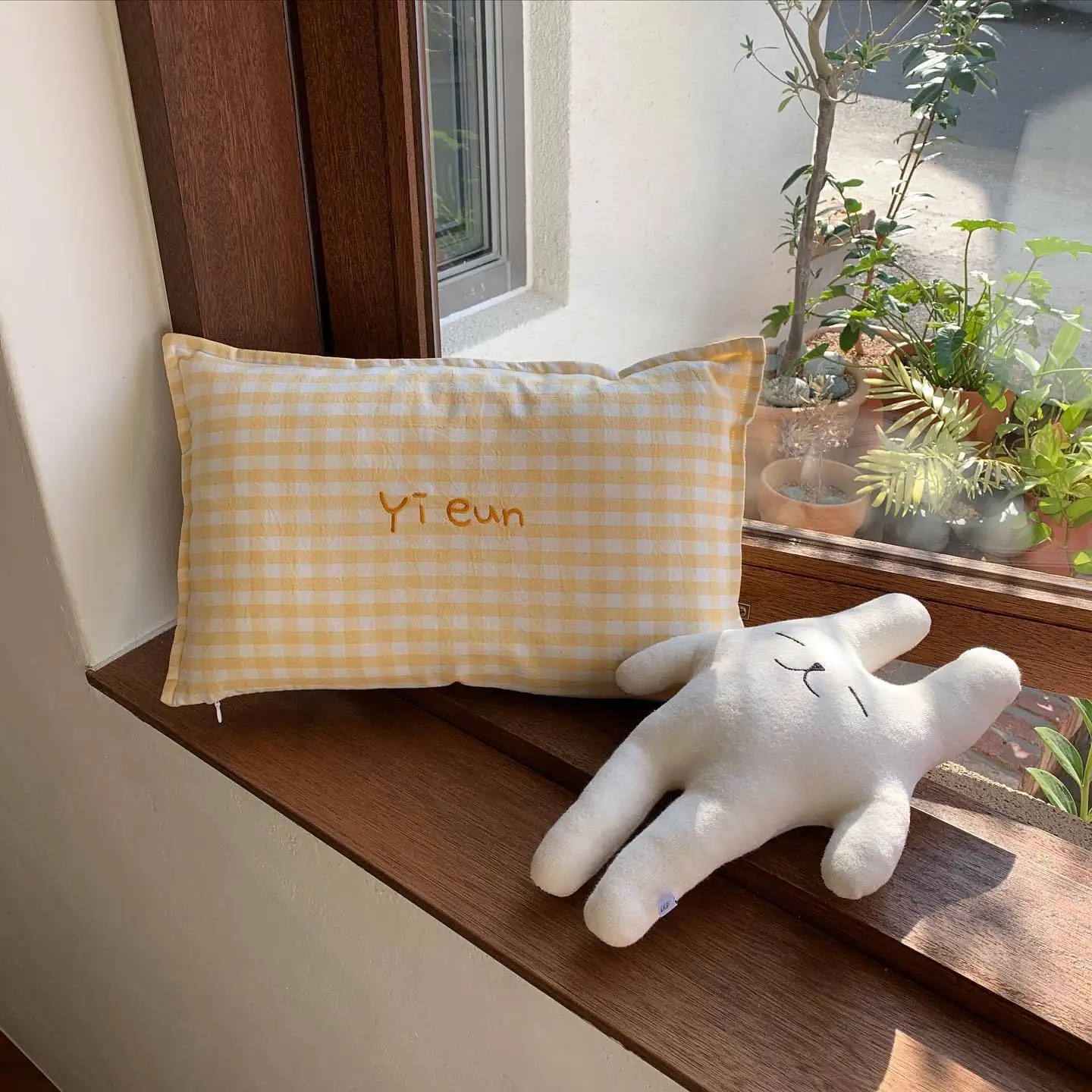Personalized Name Pillow Soft Plaid Nursery Cushion INS Custom Embroidered Baby Kid Small Pillow Gift for Shower/Newborn/Baptism