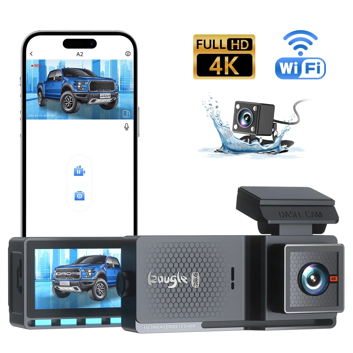 Dash Cams 4K 3 Channel Dash Camera Universal Car Black Box With Video Recorder Dashcam 4K Gps Night Vision Dash Cam