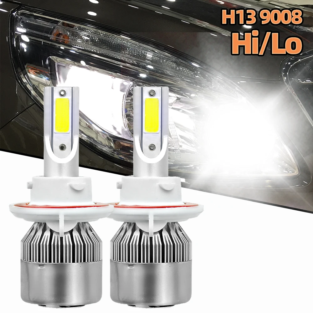 

2Pcs 9008 H13 Hi/Lo Beam Super LED Headlight Bulbs 6000K White 12V High Quality Auto Car Headlamp Two-sides Light Turbo with Fan