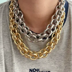 2025 nuevo collar exagerado cadena gruesa cadena torcida empalme redondo moda Punk gargantilla hombres mujeres accesorios de joyería de fiesta