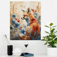 YIJIE Paint By Numbers Flower FoxBack DIY HandPainted Oil Painting Canvas Colouring Unique Surprise Gift Home Decorate