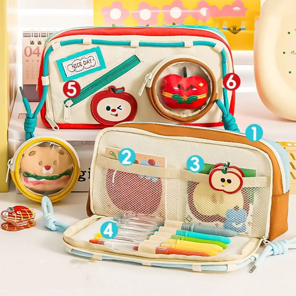 Large Capacity Hamburger Pencil Case Delicious Food Portable School Cases Pouch Multifunctional Kawaii Bag Organizer Box Student