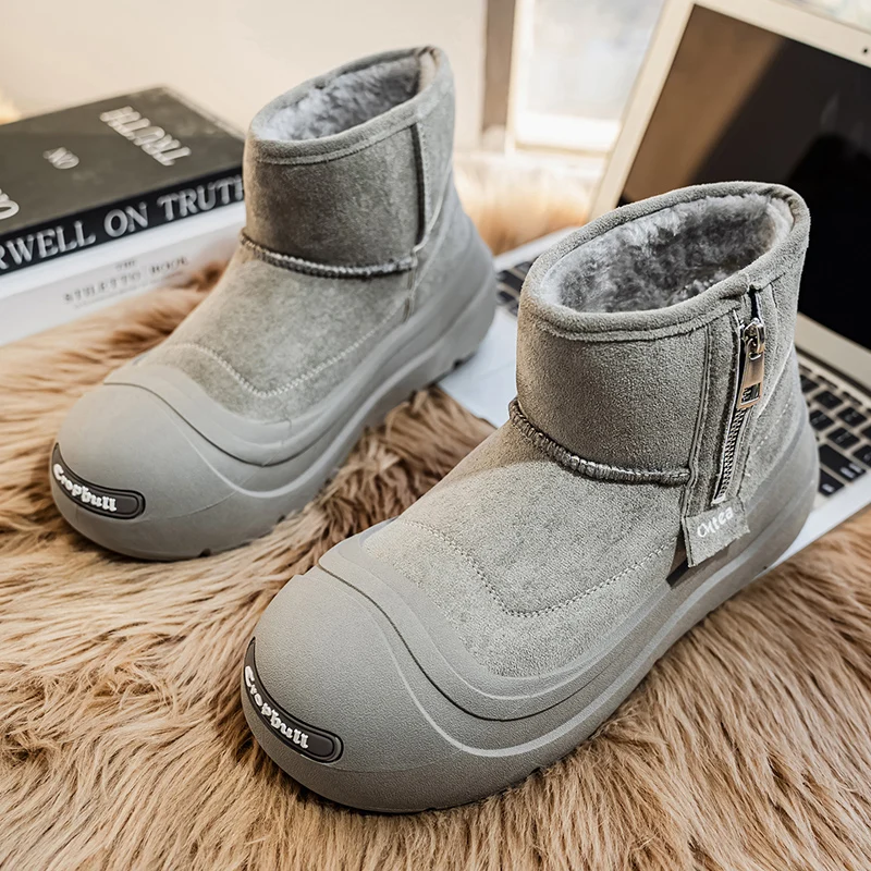 

Женские и мужские зимние ботинки, теплые и легкие ботильоны на меховой подкладке, зимние ботинки, нескользящая уличная обувь без шнуровки с высоким берцем