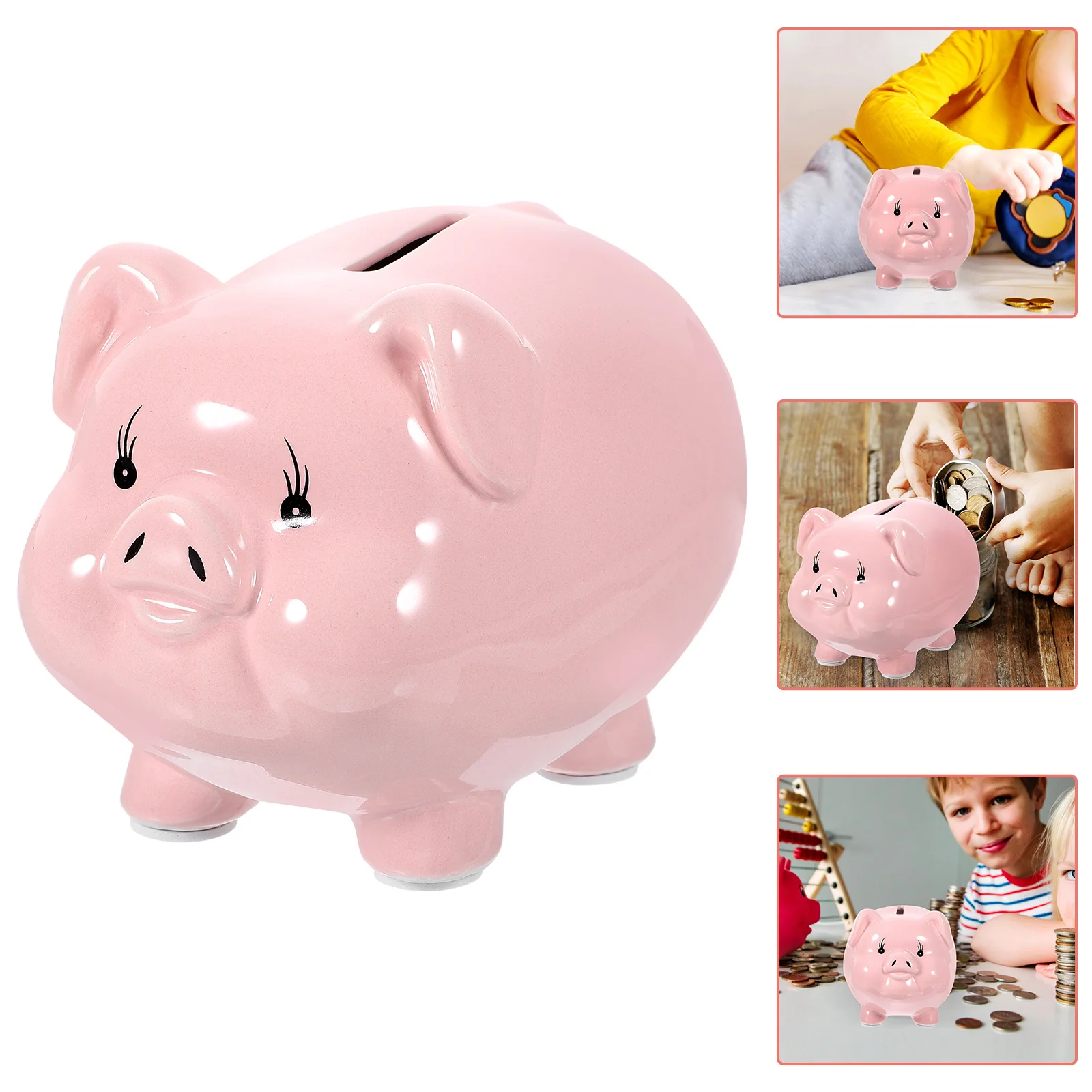 

Ceramic Small Pink Piggy Bank Saving Pot Desktop Decoration Table Ornament Change Organizer Ideal Birthday Gift