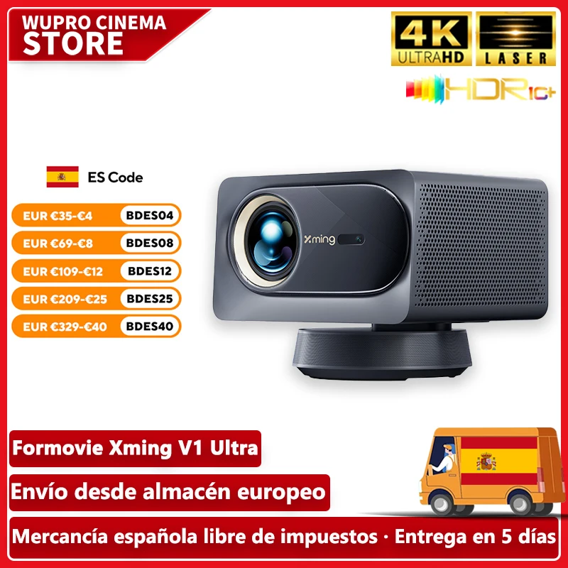 Formovie Xming V1 Ultra proyector 1100ANSI lúmenes HDR LED para cine portátil en casa MEMC 4K 2 + 32GB Wifi6 Dolby Audio proyector láser