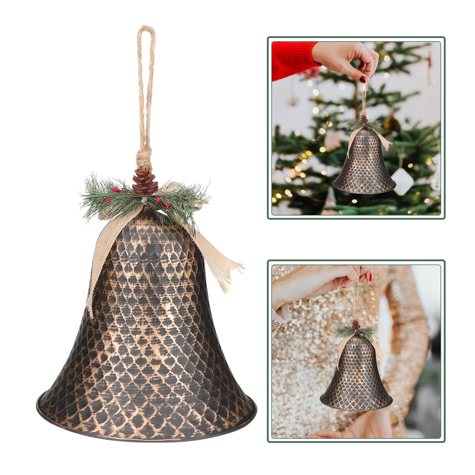 

Christmas Hanging Bell Pendant Xmas Tree Decoration Delicate Metallic Bell Ornament Festival Hanging Adornment
