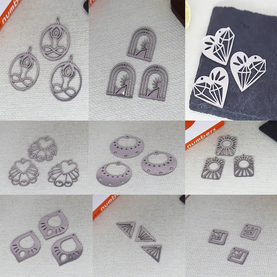 3pcs/Lot Stainless Steel Personality pattern  Accessories DIY Jewelry Making For  Bracelets Earring Necklaces For Party Gift