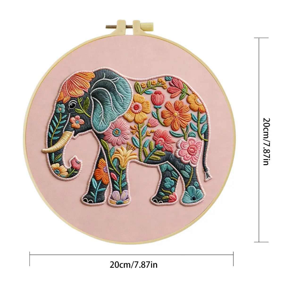 1 Stück 20X20CM/15X15CM 7,87/6,3 Zoll Tier - Elefant Stickerei Starter-Kit DIY-Kit DIY-Stickerei-Set Handarbeiten – Detail 3