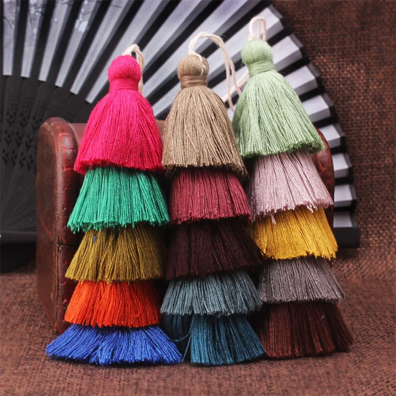

New 12cm Cotton Tassels Trim Five Colors Silk Tassel Hanging Loop Bookmarks Tassel For DIY Crafts Curtain Clothes Decoration
