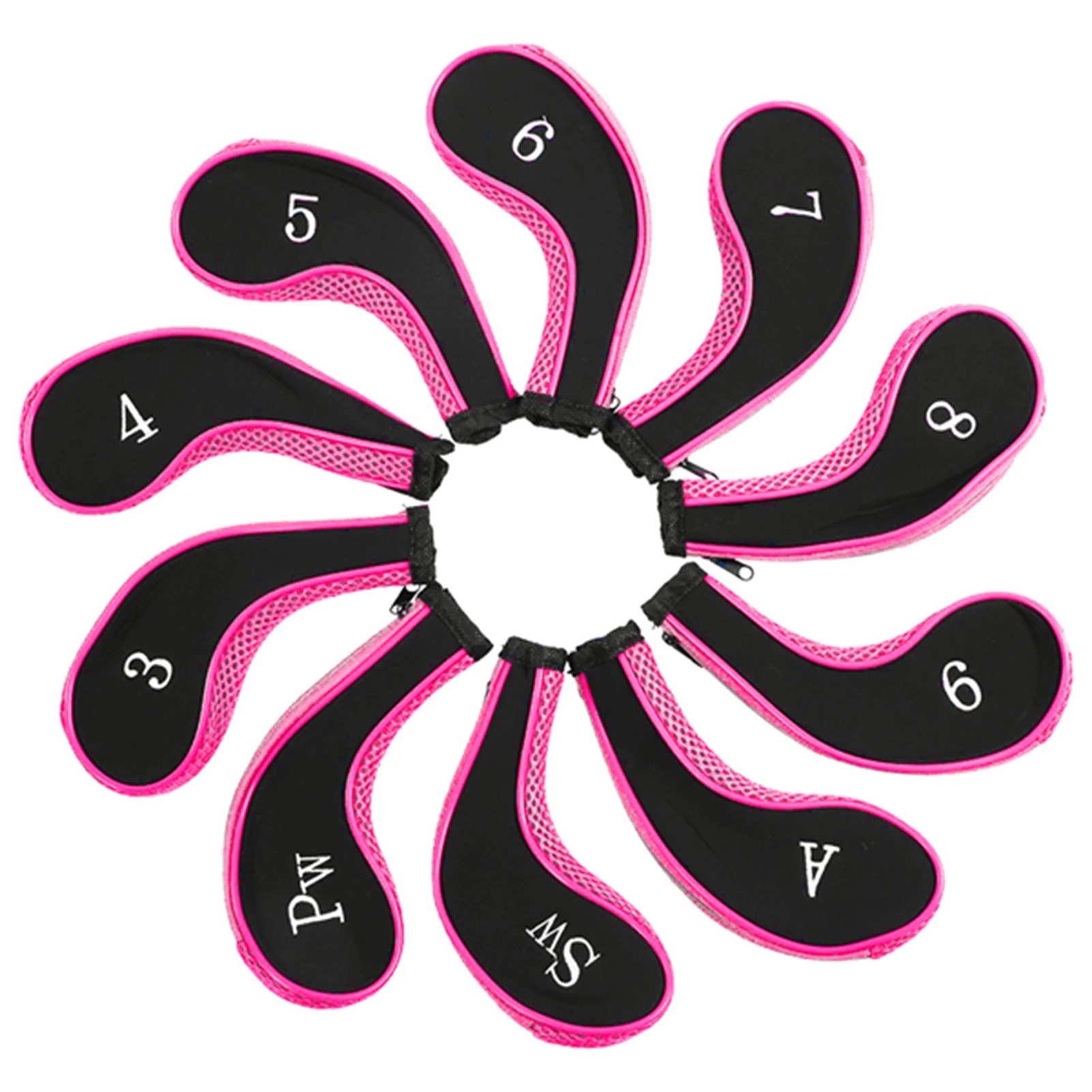 10 قطع من أغطية رأس حديدية لنادي الجولف من النيوبرين، مجموعة واقية من ملحقات الجولف (أحمر)