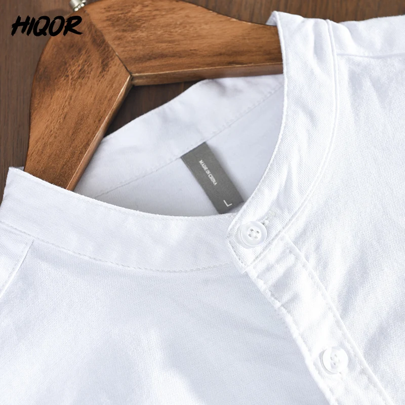 HIQOR Brand Blouses Fashion Simple Men\'s Casual Shirt 2024 New High Quality 100%Cotton Oxford Fabric Male Vintage Shirts For Men