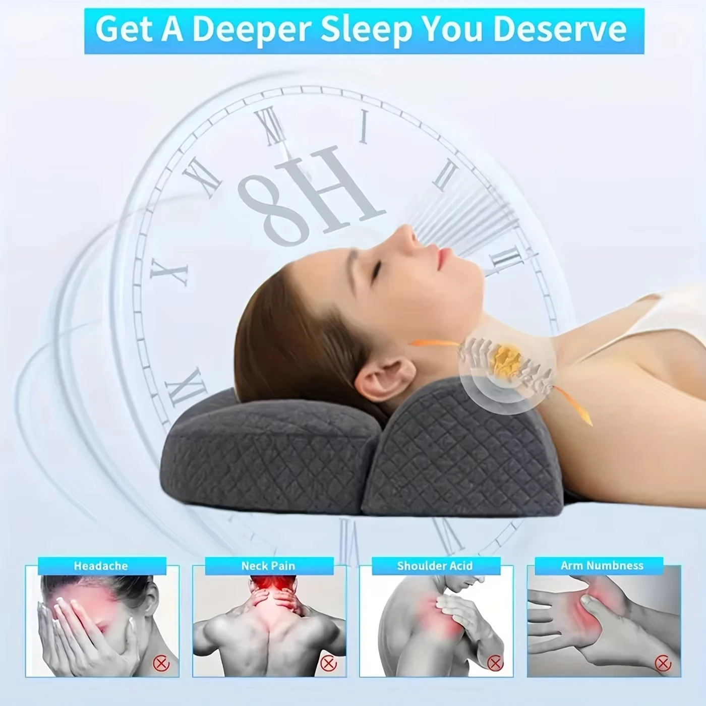 Cervical Pillow, Memory Foam Contour Pillow, Bed Pillows for Side Sleeper Ergonomic Orthopedic Sleeping Pillow