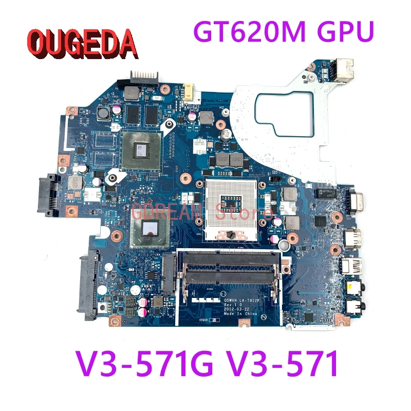 

OUGEDA NBY1711001 NB.Y1711.001 Q5WVH LA-7912P For Acer aspire V3-571G V3-571 Laptop Motherboard HM77 DDR3 GT620M GPU full test