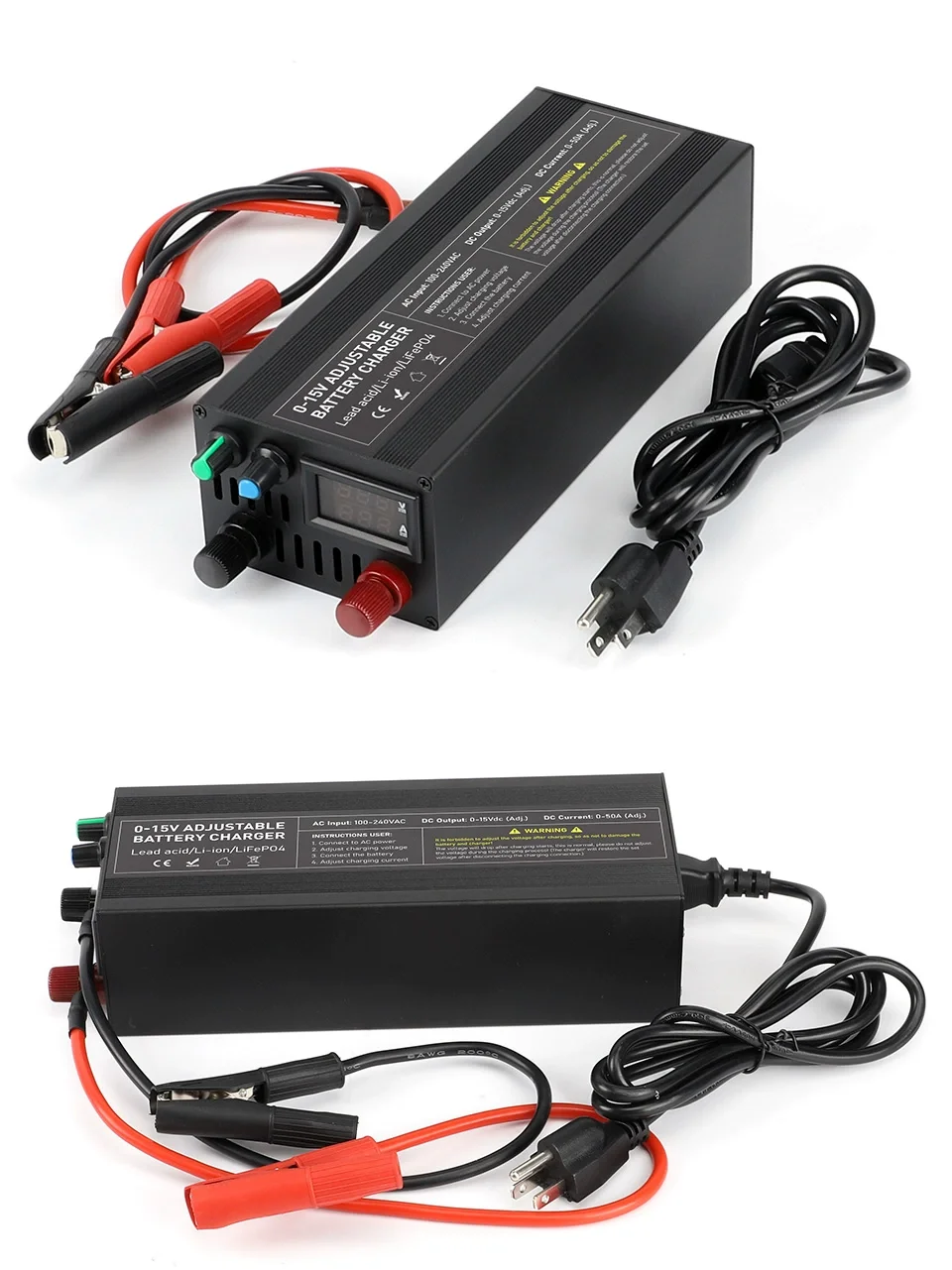 DDP DPD 12.6V 14.6V 13.8V 40A 60A 85A Voltage Current Adjustable Lithium Lifepo4 Battery Charger With Display For RV