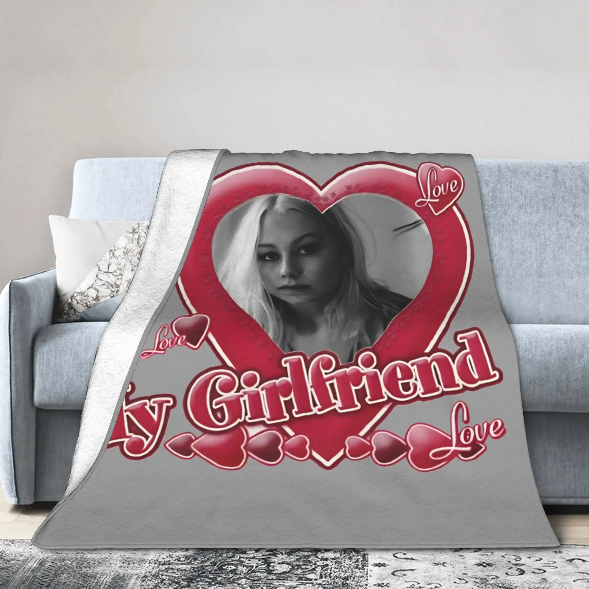 Phoebes Bridgerse Fleece Blankets I Love My Girlfriend Awesome Throw Blanket for Bed Sofa Couch 200x150cm Quilt