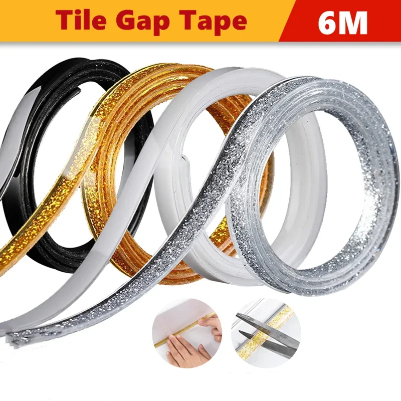 6M Ceramic Tile Gap Tape Kitchen Bathroom Waterproof Beautiful Seam Self-Adhesive Sticker Wall Floor Gap Line Decorative Strip