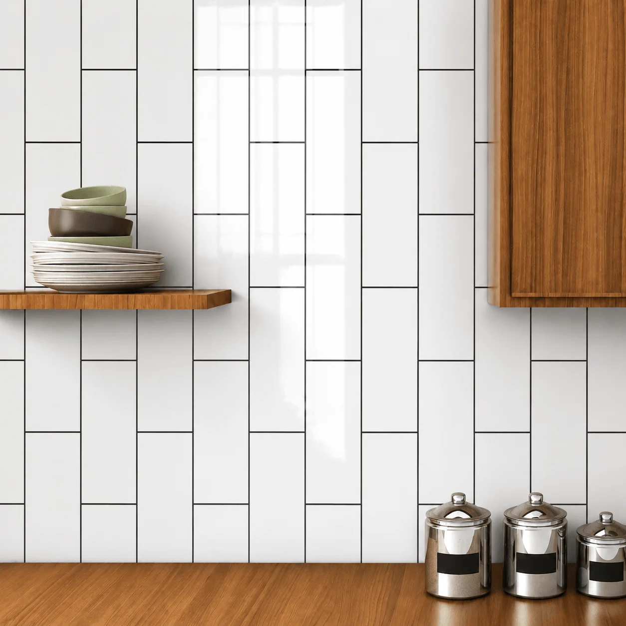 5/10pcs Black White Grid Self-adhesive Wall Stickers Brick Pattern Foam Stickers Kitchen Bathroom Bedroom Renovation Background