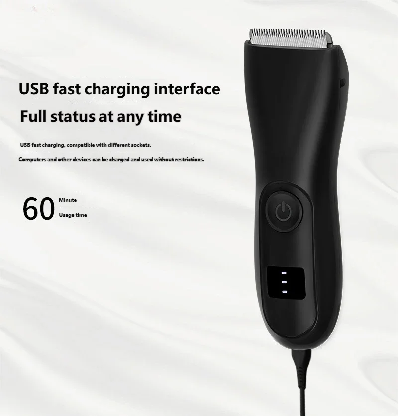 

Мужской водонепроницаемый керамический триммер с шариковым лезвием IPX7, инструмент для ухода за телом и пахом с подсветкой USB-C — подарок без ночей для него/падения