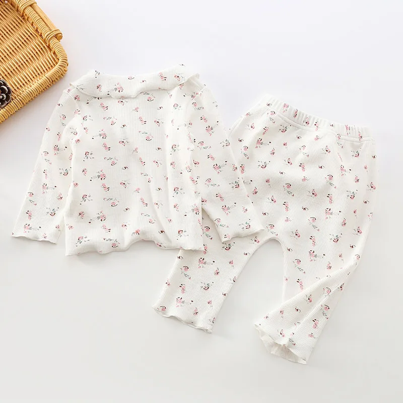 Autumn Spring Infant Baby Girls Clothing Set Cotton Printed T-shirt+Pants  Pajama Home Clothes Children Clothes Suit