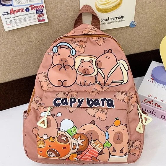 Cute Large Capacity Capybara Backpack Breathable Cartoon Student Schoolbag Nylon Ultra-light Book Bag