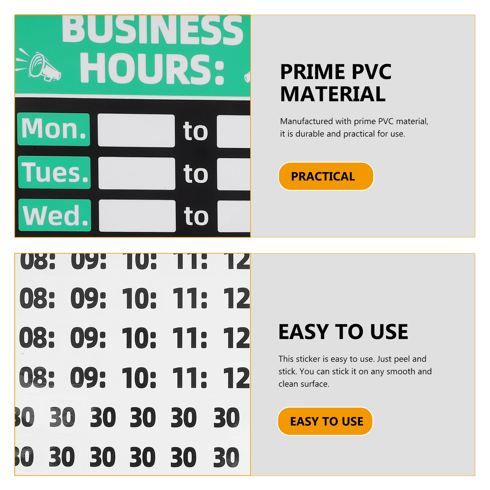 

Rewritable Business Hours Sign PVC Open Closed Signs for Shop Adhesive Waterproof Anti Fading Reusable