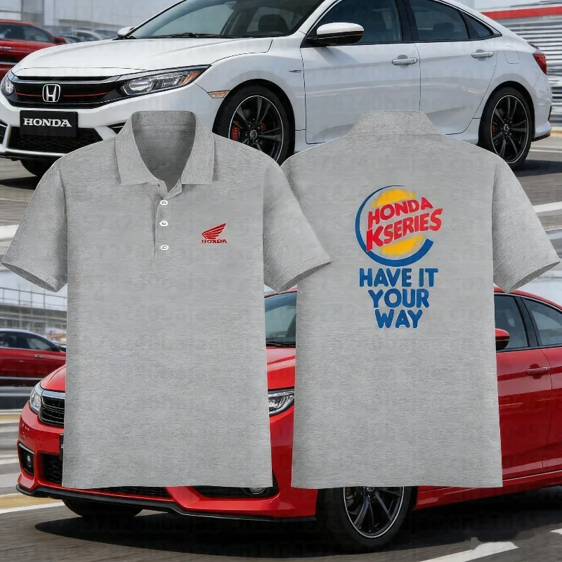 

Honda New Hot Printed Simple Business Men's POLO Shirt Breathable Short Sleeve Loose Lapel T-Shirt Cycling Racing Suit Summer